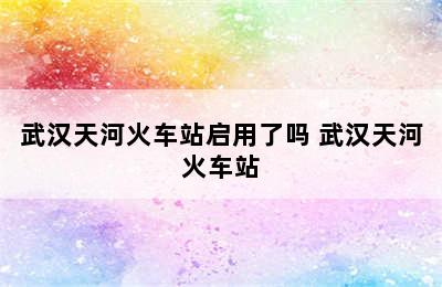 武汉天河火车站启用了吗 武汉天河火车站